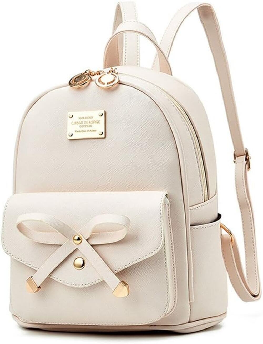 Bowknot Cute Leather Backpack Mini Backpack Purse for Girls Women